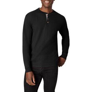 T Beefy Mens Cotton Henley Long Ebony Sleeve Shirt Casual Classic Soft Tee Top